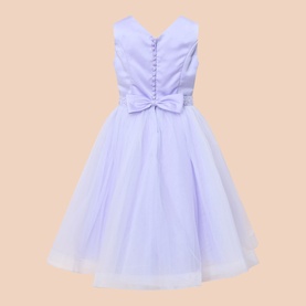 Beaded Bow Detail Tulle Dress