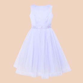 Beaded Bow Detail Tulle Dress