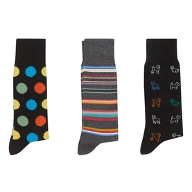 Three-Pack Assorted Patterned Socks