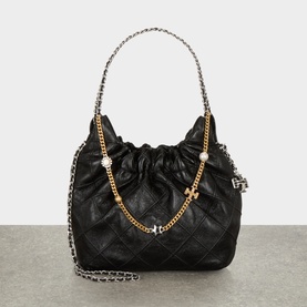 Distressed Fleming Drawstring Hobo Bag