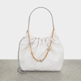 Distressed Fleming Drawstring Hobo Bag