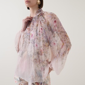 Rebellion Billow-Sleeve Floral Blouse