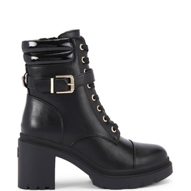 Boulder Heeled Lace-Up Biker Boots