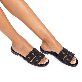 Crystal Chain Flat Sandals