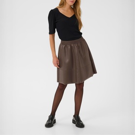 Mik Faux Leather Flared Mini Skirt