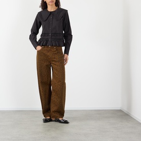 Miro Mid-Rise Cheetah Barrel Leg Jeans