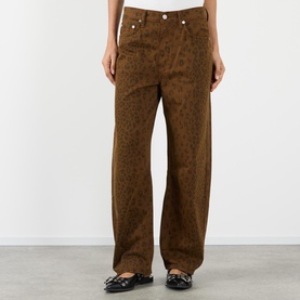 Miro Mid-Rise Cheetah Barrel Leg Jeans