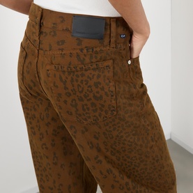 Miro Mid-Rise Cheetah Barrel Leg Jeans