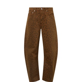 Miro Mid-Rise Cheetah Barrel Leg Jeans