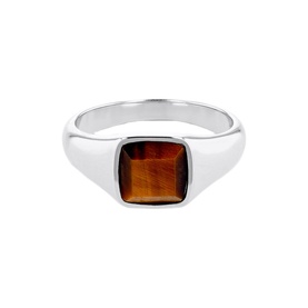 Tiger Eye Cushion Signet Ring