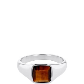Tiger Eye Cushion Signet Ring