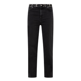 Le Sleek Stud Embellished Straight Leg Jeans