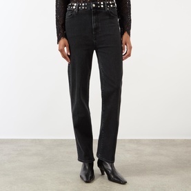 Le Sleek Stud Embellished Straight Leg Jeans