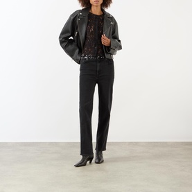 Le Sleek Stud Embellished Straight Leg Jeans