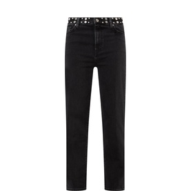 Le Sleek Stud Embellished Straight Leg Jeans