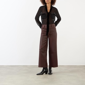 Cropped Wide Leg Leather Trousers