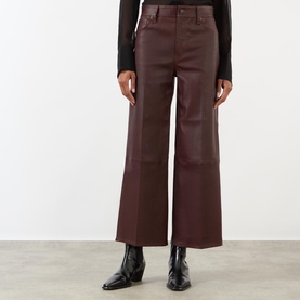 Cropped Wide Leg Leather Trousers