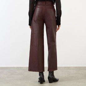 Cropped Wide Leg Leather Trousers
