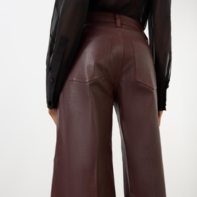 Cropped Wide Leg Leather Trousers