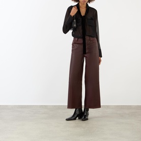 Cropped Wide Leg Leather Trousers