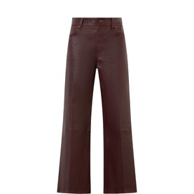 Cropped Wide Leg Leather Trousers