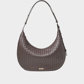 Hudson Leather Weave Crescent Shoulder Bag