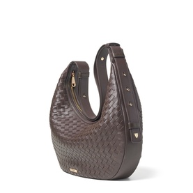 Hudson Leather Weave Crescent Shoulder Bag