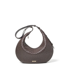 Hudson Leather Weave Crescent Shoulder Bag