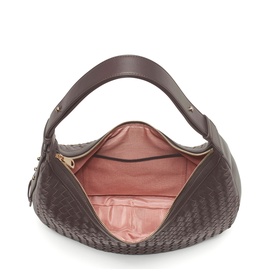 Hudson Leather Weave Crescent Shoulder Bag