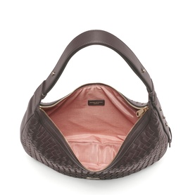 Hudson Leather Weave Crescent Shoulder Bag