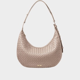 Hudson Leather Weave Crescent Shoulder Bag