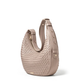 Hudson Leather Weave Crescent Shoulder Bag