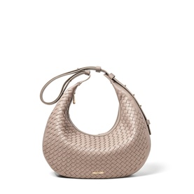 Hudson Leather Weave Crescent Shoulder Bag
