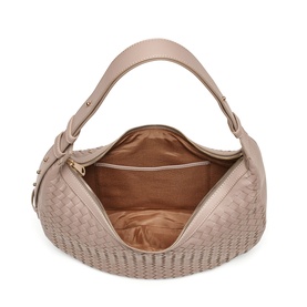 Hudson Leather Weave Crescent Shoulder Bag