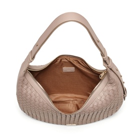 Hudson Leather Weave Crescent Shoulder Bag