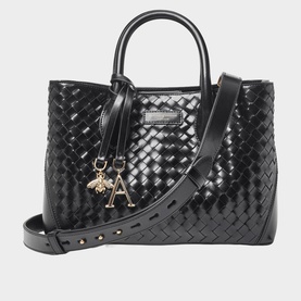 London Leather Weave Midi Tote Bag