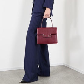 Grained Leather Top Handle Bag