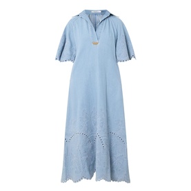 Eyelet Denim Flared Dress