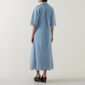 Eyelet Denim Flared Dress