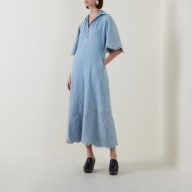 Eyelet Denim Flared Dress