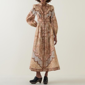 Wanderlust Paisley Linen Flared Dress