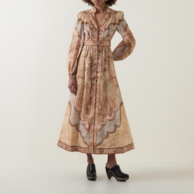 Wanderlust Paisley Linen Flared Dress