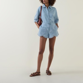 Broderie Anglaise Denim Shorts