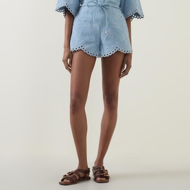 Broderie Anglaise Denim Shorts