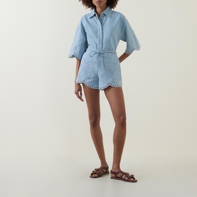 Broderie Anglaise Denim Shorts