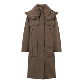 Ruffle Collar Waterproof Parka Jacket