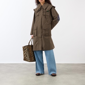 Ruffle Collar Waterproof Parka Jacket