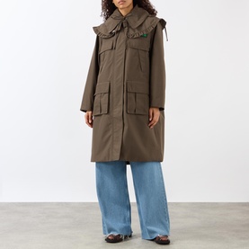 Ruffle Collar Waterproof Parka Jacket