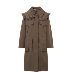 Ruffle Collar Waterproof Parka Jacket