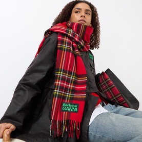 Logo Tartan Fringed Scarf